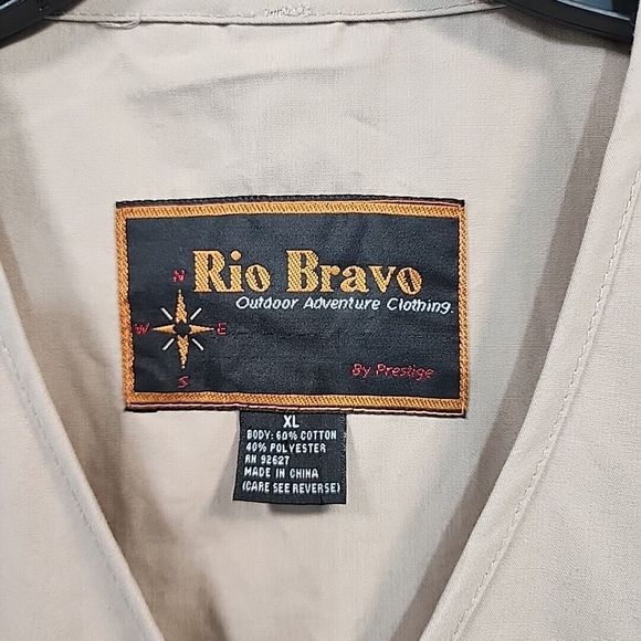 RIO BRAVO Tan Cotton Fly Fishing Tackle Safari Vest Jacket Adult Size XL NEW - Picture 4 of 8
